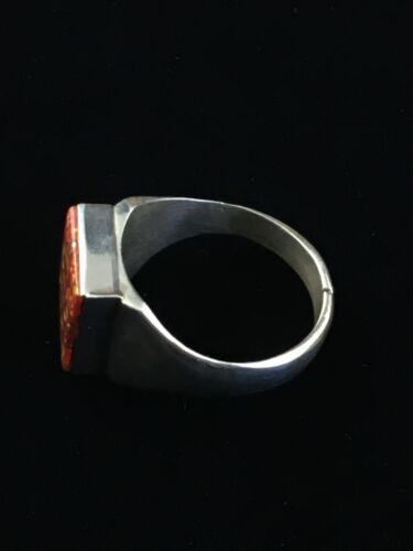 Native American Navajo Red Opal Inlay Ring | Sterling Silver | Sz 9.75 | 10106