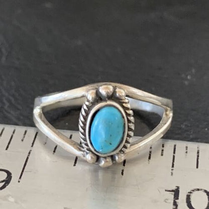 Native Old Pawn Navajo Blue Turquoise Ring | Sterling Silver | Sz 6.5 | 10771
