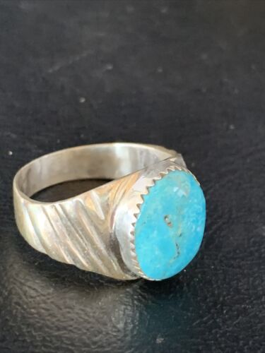 Navajo Blue Kingman Turquoise Ring | Sterling Silver | Sz 11 | Authentic Native American Handmade | 14146