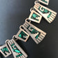 Navajo Old Pawn Sterling Silver Necklace Bracelet Set | Chip Inlay Turquoise | Authentic Native American Jewelry | 11857
