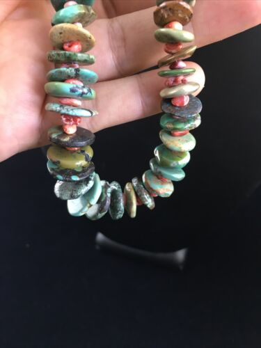 Native American Navajo Green Turquoise Spiny Necklace | Sterling Silver | 28" | 10060