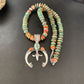 Navajo Pearl Sterling Silver Necklace with Royston Turquoise & Spiny Oyster Naja Pendant | 11579