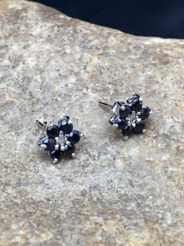 Native American Black Onyx Navajo Earrings | Sterling Silver | Authentic Handmade | 8981