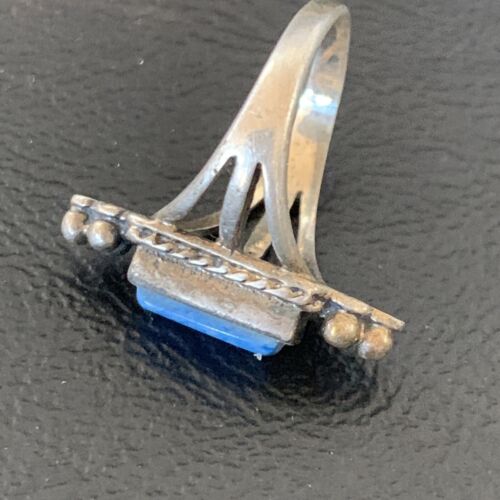 Women's Adjustable Navajo Denim Lapis Ring | Sterling Silver | Sz 5 | Authentic Native American Handmade | 12452