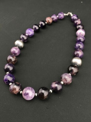 Navajo Purple Amethyst Necklace | Sterling Silver | Native American Handmade | 19" | 1281