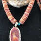 Navajo Sterling Silver Turquoise Spiny Oyster Bead Necklace Pendant | Southwestern Native American