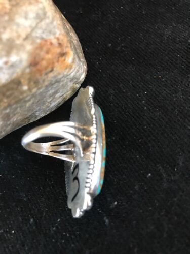 Navajo Blue Turquoise #8 Ring | Yazzie | Sterling Silver | Sz 3 | Authentic Native American Handmade | 3532
