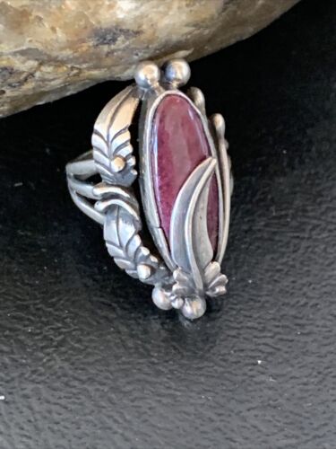 Navajo Purple Spiny Oyster Ring | Sterling Silver | Sz 5.5 | Authentic Native American Handmade | 10811