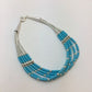 Blue Turquoise Heishi Liquid Silver Bracelet | Sterling Silver | 7" | 5-Strand | 13596