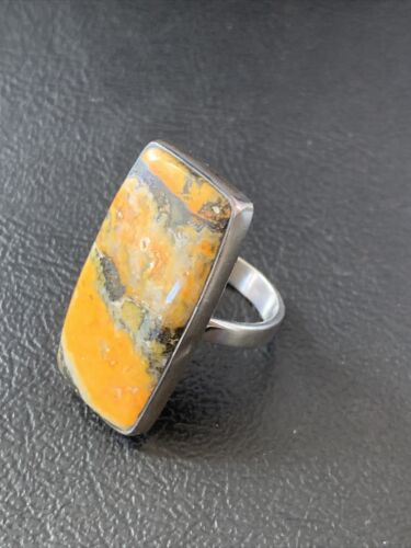 Southwestern Navajo Yellow Bumble Bee Jasper Ring | Sterling Silver | Sz 7 | 11547