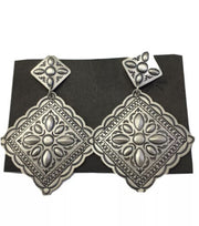 Native American Navajo Stamped Earrings | Sterling Silver | 2.75" | 1733