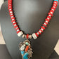 Navajo Coral, White Buffalo Turquoise, Spiny Oyster Pendant | Authentic Native American Sterling Silver | Multi-Stone | 1178