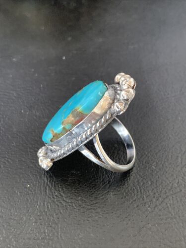 Southwestern Navajo Blue Kingman Turquoise Ring | Sterling Silver | Sz 8 | 13380