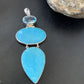 Navajo Blue Topaz Turquoise Multi-Stone Pendant | Authentic Native American Sterling Silver | 3.5" | 12023