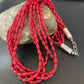 Navajo Red Coral 5-Strand Necklace | Sterling Silver Barrel Beads | 22" | Authentic Native American Handmade | 10438