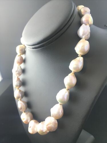 Native American Baroque Pearl Bead Necklace | Sterling Silver | 18" | 10007
