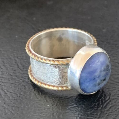 Southwestern Old Pawn Navajo Blue Lapis Ring | Sterling Silver | Sz 5 | Authentic Native American Handmade | 10379