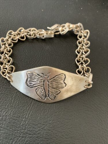 Vintage Navajo Sterling Silver Butterfly Link Bracelet | Authentic Native American Handmade | 1467