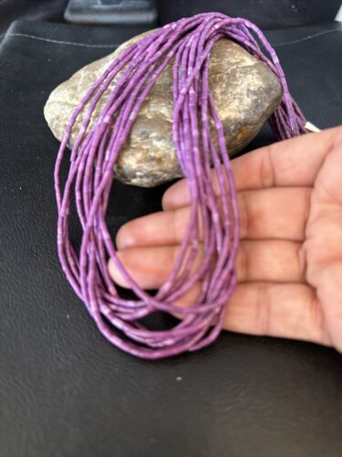 Navajo Stabilized Sugilite Heishi Necklace | 10 Strand | Sterling Silver Tube | 20" | 14818