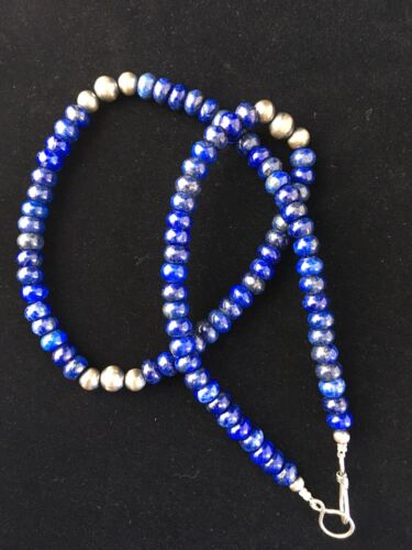 Native American Men's Lapis Lazuli Strand Necklace | Sterling Silver | 20" | 1735