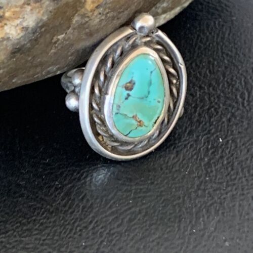 Southwestern Old Pawn Navajo Blue Turquoise Ring | Sterling Silver | Sz 6.5 | 2170