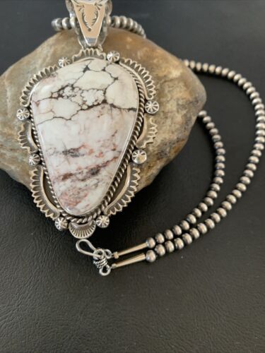 Navajo Wild Horse Turquoise Pendant Necklace | Sterling Silver | Authentic Native American Handmade | 1932