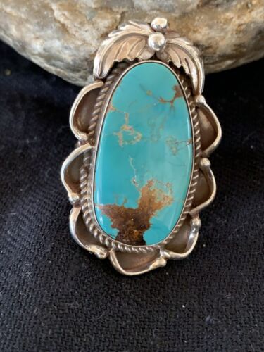 Native American Men's Navajo Blue Royston Turquoise Ring | Sterling Silver | Sz 9 | 00673