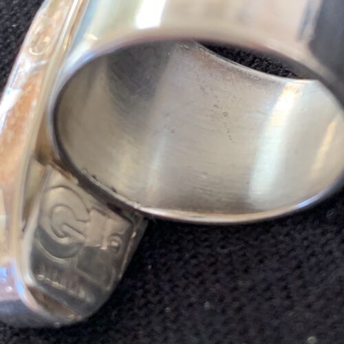 Navajo Men's White Black Cinnabrite Ring | Sterling Silver | Sz 7.5 | Authentic Native American Handmade | 1556
