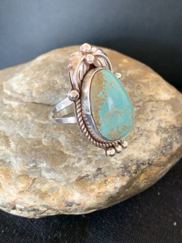 Native American Navajo Blue Turquoise #8 Ring | Sterling Silver | Sz 9.5 | 669