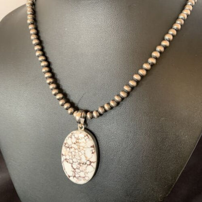 Men's Navajo Wild Horse Turquoise Pendant Necklace | Sterling Silver | Authentic Native American Handmade | 12814