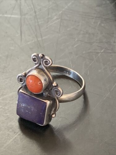 Navajo Sterling Silver Purple Sugilite Coral Ring | Authentic Native American Multi-Stone Jewelry | Sz 10 | 11524