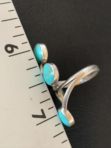 Navajo Blue Kingman Turquoise Multi-Stone Ring | Authentic Native American Sterling Silver | Sz 6 | 12458