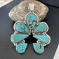 Navajo Blue Turquoise Naja Pendant Necklace | Authentic Native American Sterling Silver | 11356