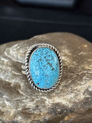 Navajo Blue Spiderweb Turquoise Ring | Sterling Silver | Sz 8 | Authentic Native American Handmade | 14697
