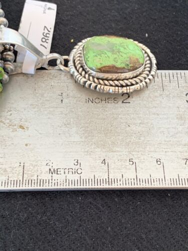 Navajo Pearls Gaspeite Turquoise Pendant Necklace Set | Sterling Silver | 3-Strand | 2987