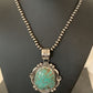 Men's Navajo Pearls Necklace Pendant | Sterling Silver | Blue Turquoise #8 | Authentic Native American Handmade | 529