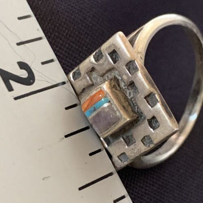Native American Women's Navajo Sugilite Spiny Oyster Inlay Ring | Sz 8 | 13129 - Masha USA