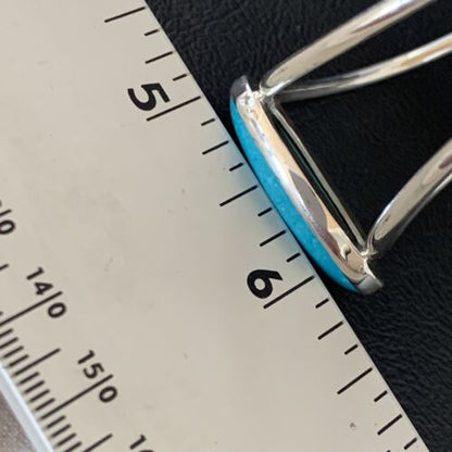 Minimalist Women's Cuff Bracelet | Sterling Silver | Blue Kingman Turquoise | 12866