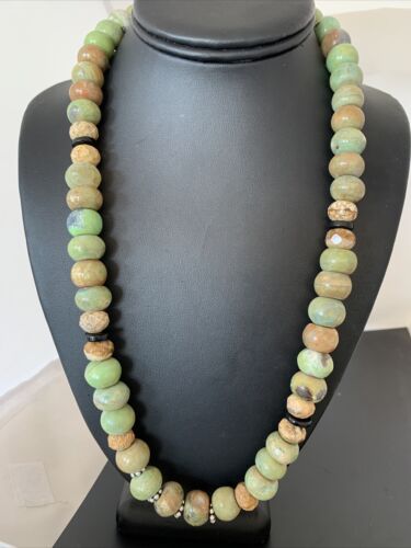 Navajo Sterling Silver Onyx, Agate & Picture Jasper Men's Necklace | 12mm | Authentic Native American Handmade | 23" | 1275