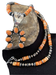 Navajo Sterling Silver Spiny Oyster Naja Pendant Necklace | Authentic Native American Handmade | 1316