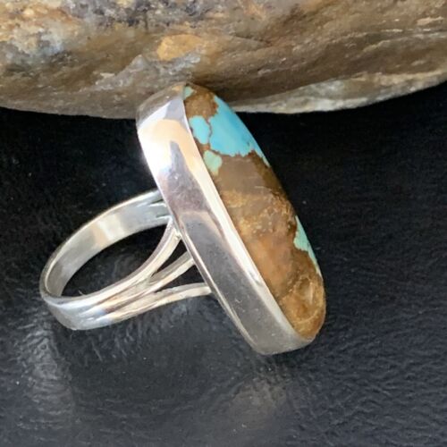 Native American Blue #8 Turquoise Navajo Ring | Sterling Silver | Sz 6.5 | 14032