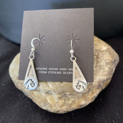 Native American Hopi Sterling Silver Dangle Earrings | Handmade | 01508