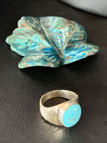 Southwestern Navajo Blue Kingman Turquoise Ring | Sterling Silver | Sz 9 | 14156
