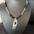 Navajo Pearls Black Onyx Necklace Pendant | Sterling Silver | Authentic Native American Handmade | 14626