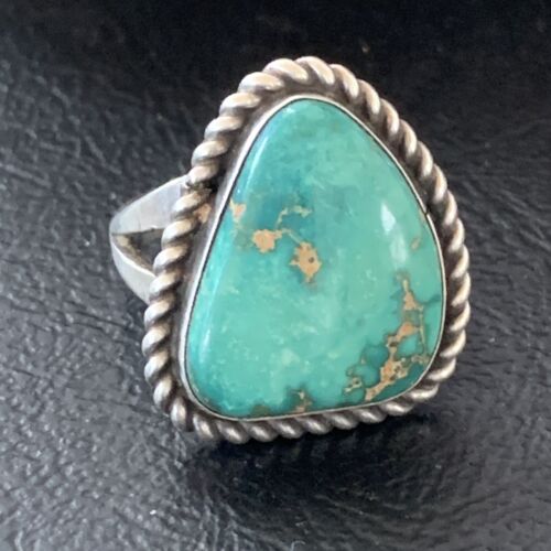 Navajo Green Sonoran Gold Turquoise Ring | Sterling Silver | Sz 6 | 10365