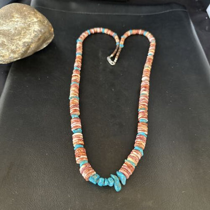 Purple Spiny Oyster Turquoise Necklace | Navajo Sterling Silver | 26" | Authentic Native American Jewelry | 14625 - Masha USA