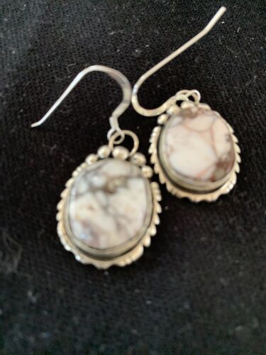 Navajo Wild Horse Turquoise Dangle Earrings | Sterling Silver | 1" | Authentic Native American Handmade | 00149