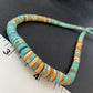Navajo Green Turquoise & Orange Spiny Oyster Graduated Heishi Necklace | Sterling Silver | Authentic Native American | 20" | 11774