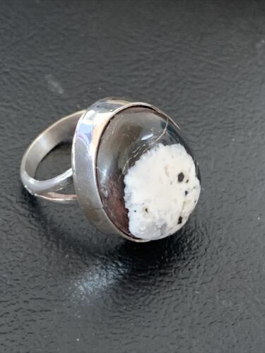 Native American Men's Navajo White Buffalo Turquoise Ring | Sterling Silver | Sz 8 | 1824