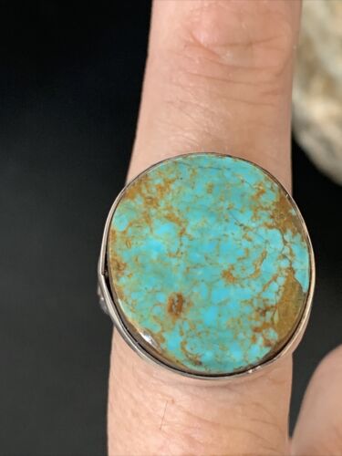 Navajo Men's Classic Blue Turquoise #8 Ring | Sterling Silver | Sz 9 | 1828